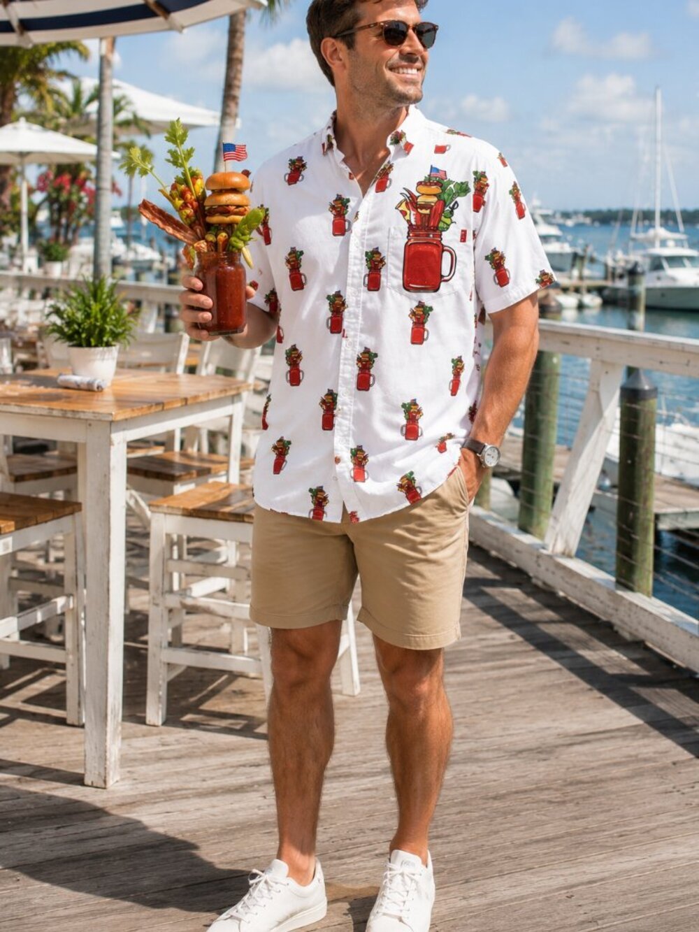 RSVLTS Sunday Bloody Funday KUNUFLEX Button Up Shirt Men's XXL Patriotic BBQ